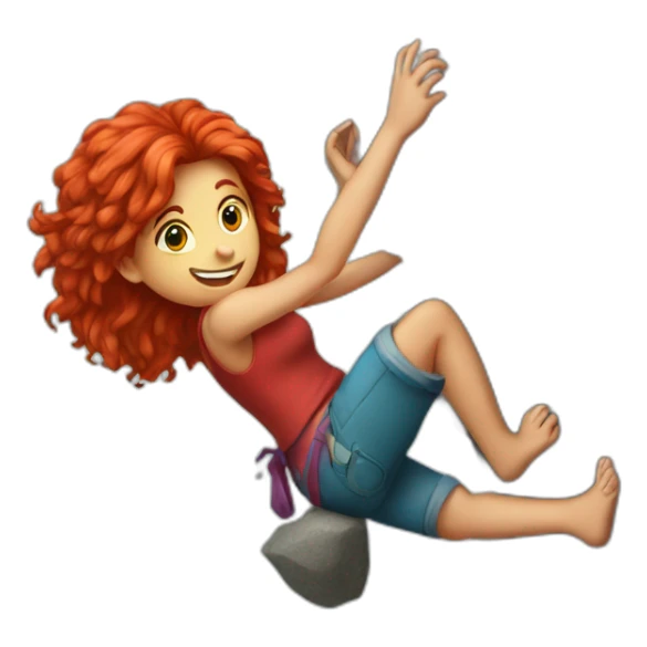 Red hairs girl climbing a rock sticker
