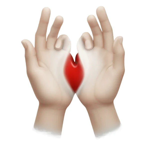 Heart made with hands but only half and with white skin sticker