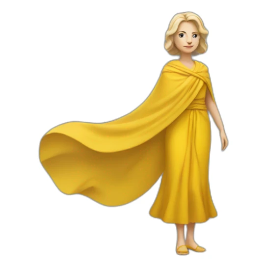 a white woman in a yellow shawl in full growth sticker