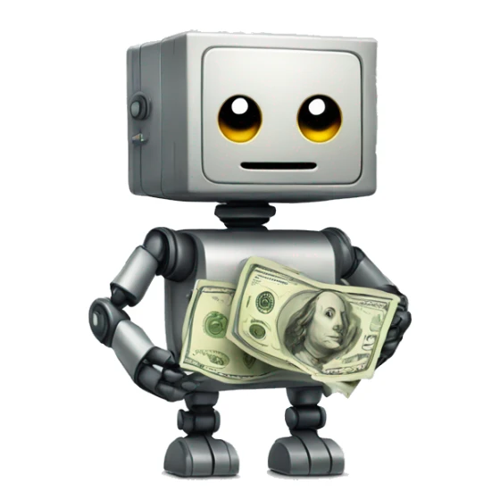 Cute square robot with money bags sticker