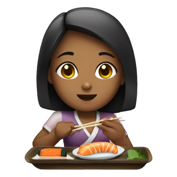 Girl eating sushi sticker