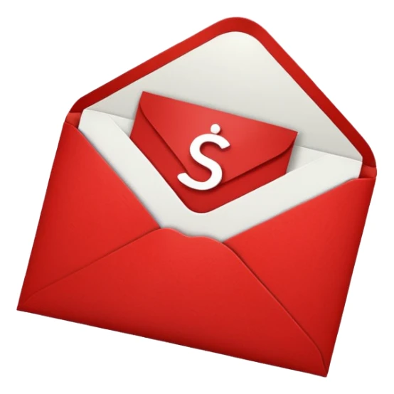 christmas red envelope letter with white "S" logo sticker