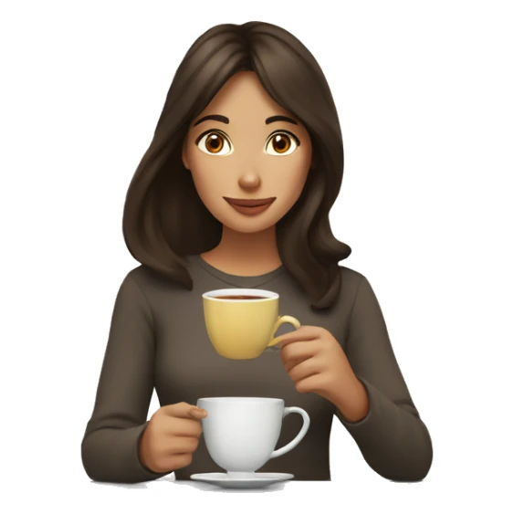 Brunette Girl sipping tea sticker