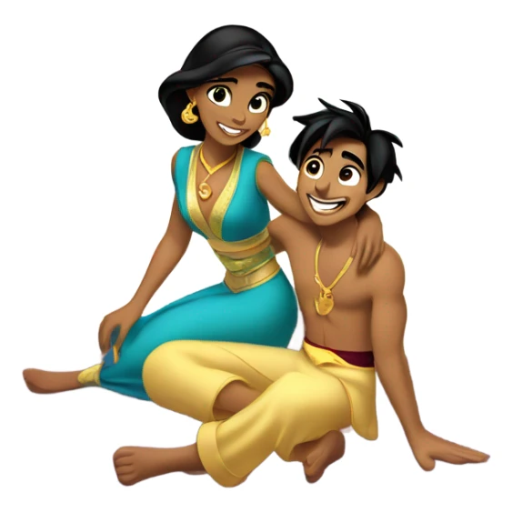 Jasmine and Aladdin red carpet ride, crying tears of confetti sticker
