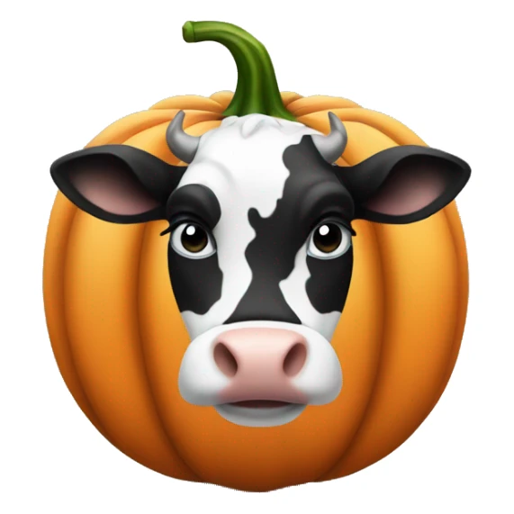 black and white cow in a pumpkin emoji sticker