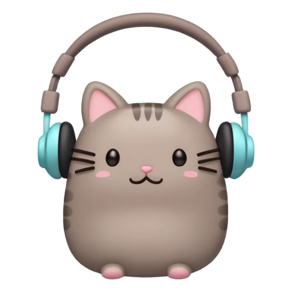 Pusheen with earphones  sticker