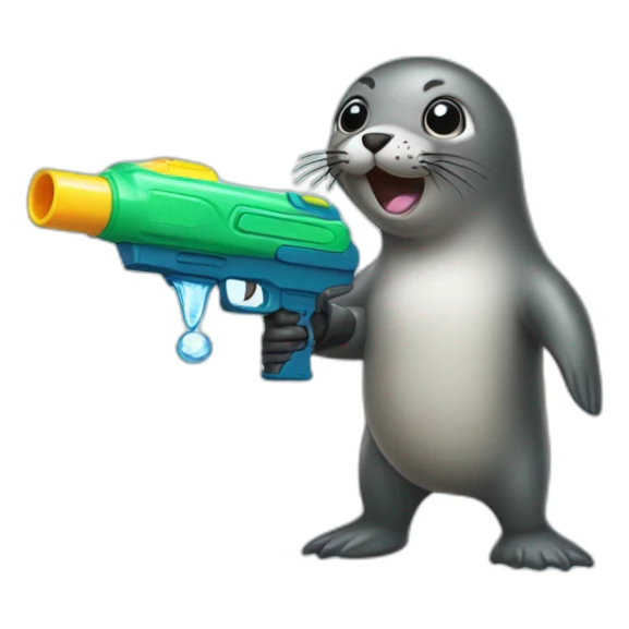 Seal shooting a water gun sticker