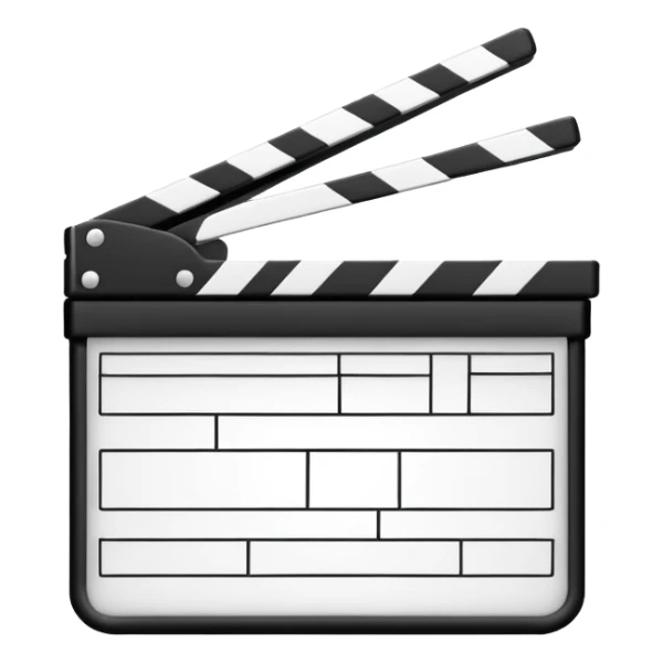 outline only movie clapper, black wireframe style, absolute minimal details, no fill sticker