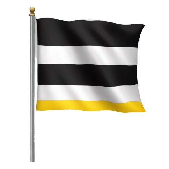 A flag that has a horizontal tricolor: black yellow and white sticker