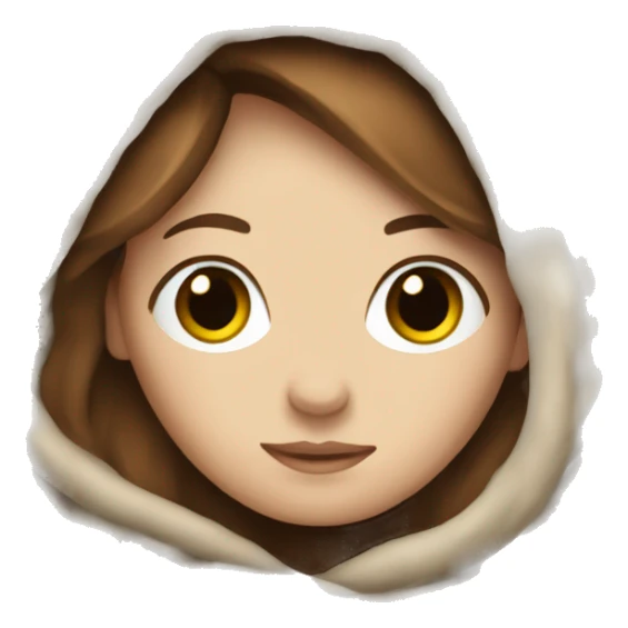 A white girl with brown hair in a blanket sticker