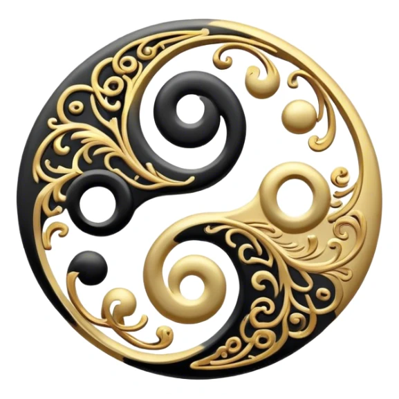 Black and gold yin yang sticker