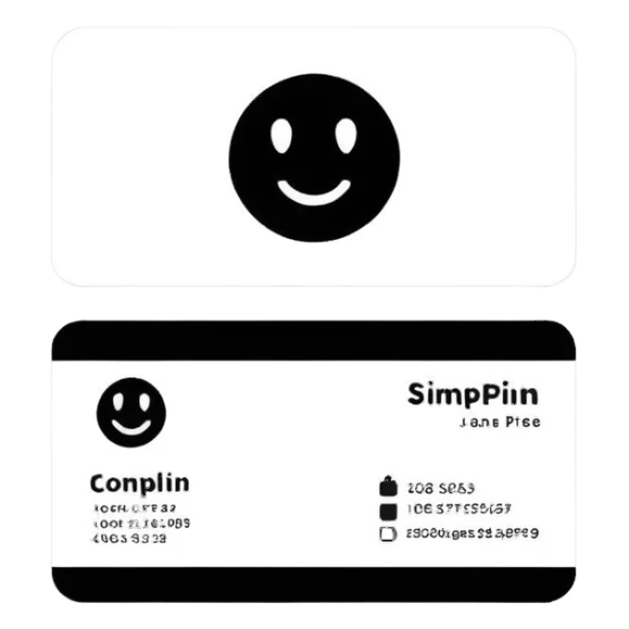 a business card with professional and clean design, white background, black text, simple and modern sticker