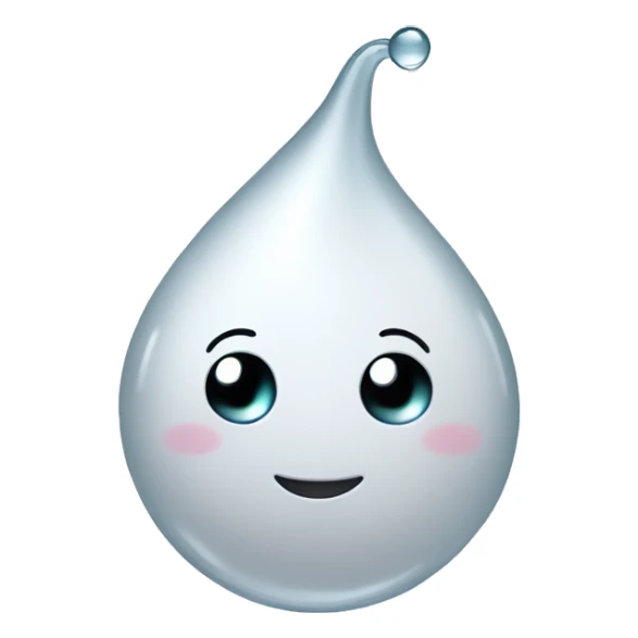 happy white droplet swimming, no water, only white liquid, with tail swimming, make the tail a bit squiddly,   sticker