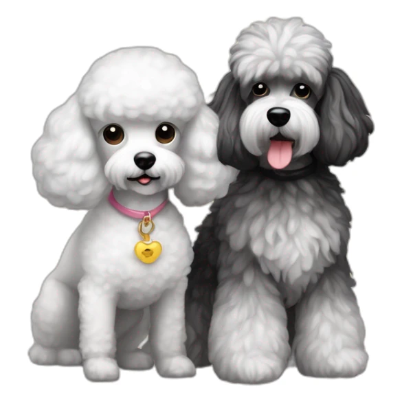 Mini toys poodle blanca junto a una schnauzer sticker