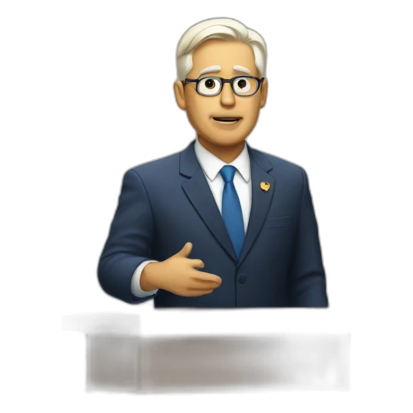 politician at podium crossed out sticker