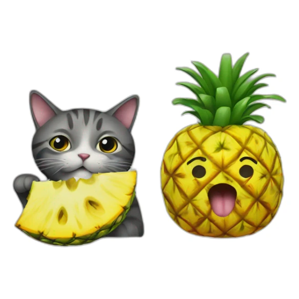 I WOULD LIKE AND EMOJI OF A CAT EATING A PINAPPLE sticker