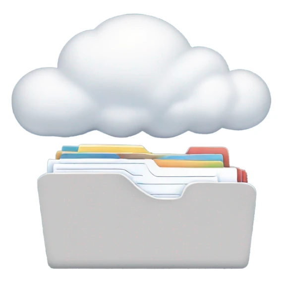 A cloud with folders and files flying in and out of it. sticker