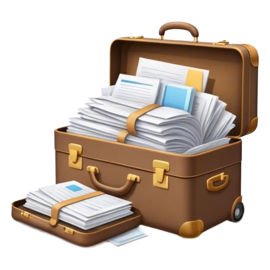 luggage bursting with a lot of documents and papers sticker