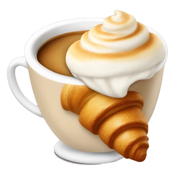 Cup of cappuccino with croissant sticker