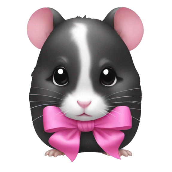 a black and white hamster with a pink bow on her head sticker