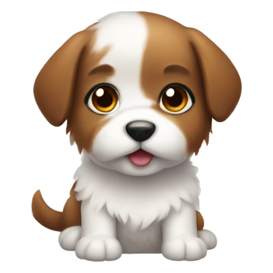 Cute puppy with brown ears and white fluffy body  sticker