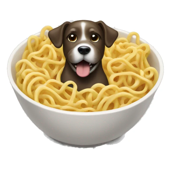 dog eating noodles sticker