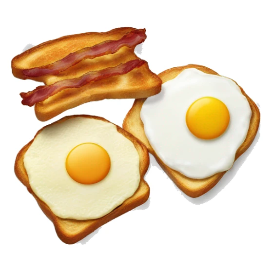 “Two fried eggs, crispy bacon, and buttered toast on a plate.” sticker