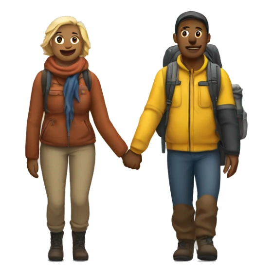 Mountaineers couple holding hands in back  sticker
