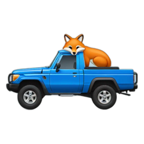 Fox driving a blue toyota landcruiser 70series sticker