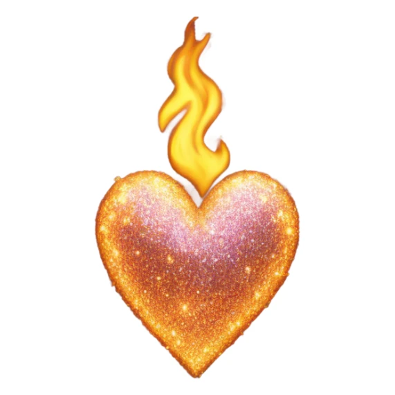 Sparkly letters RH in a flaming heart sticker