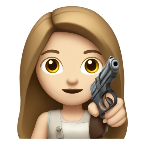 Pale girl Long brown hair holding a gun  sticker