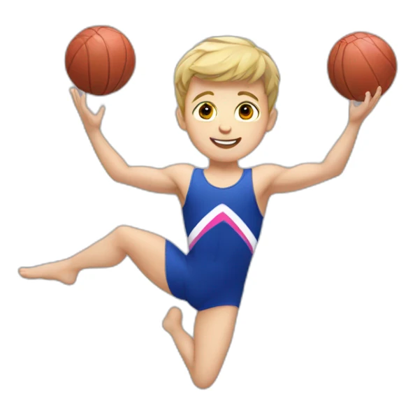 sporty european boy in gymnast leotard sticker