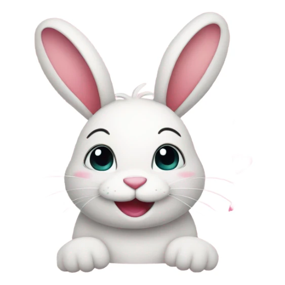 Bunnny smiling with pink hearts around it sticker