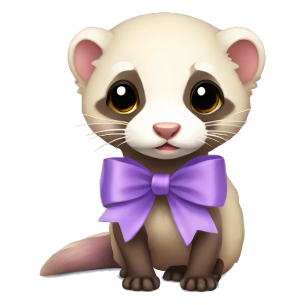  full body ferret with light purple ribbon bow sticker