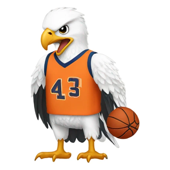 Bald eagle wearing orange basketball jersey sticker
