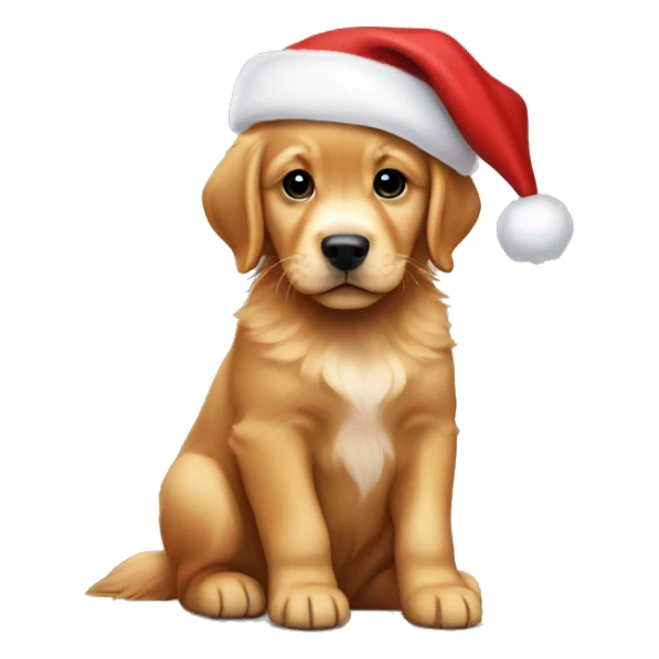 red golden retriever puppy with Santa hat  sticker