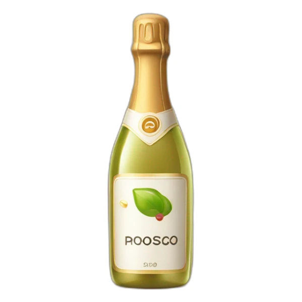 Cork popping off prosecco bottle with spray sticker