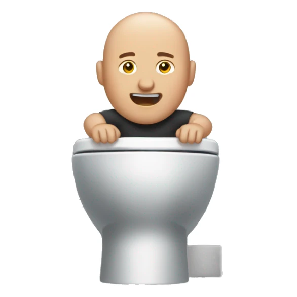 🚽 bald man coming out of toilet  sticker