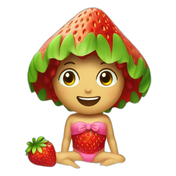 a strawberry wearing an hawaii bath trunk sticker
