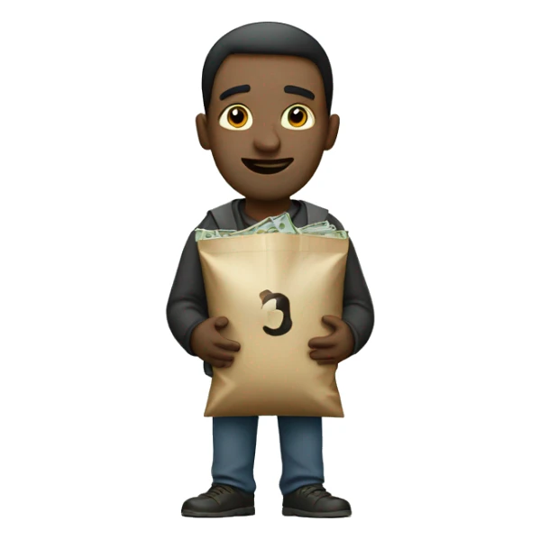 man with big nose holding bag of money sticker