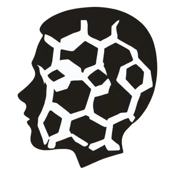 silhouette of a human head with a honeycomb pattern inside the head sticker