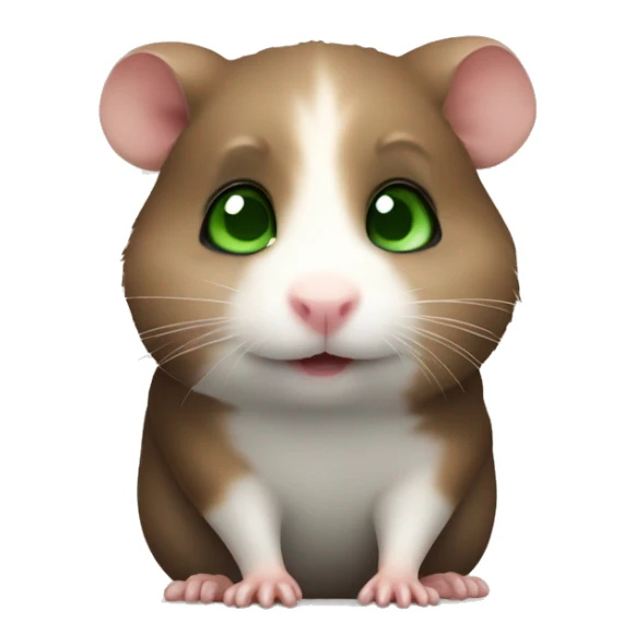 small cute dark brown hamster with green eyes  sticker
