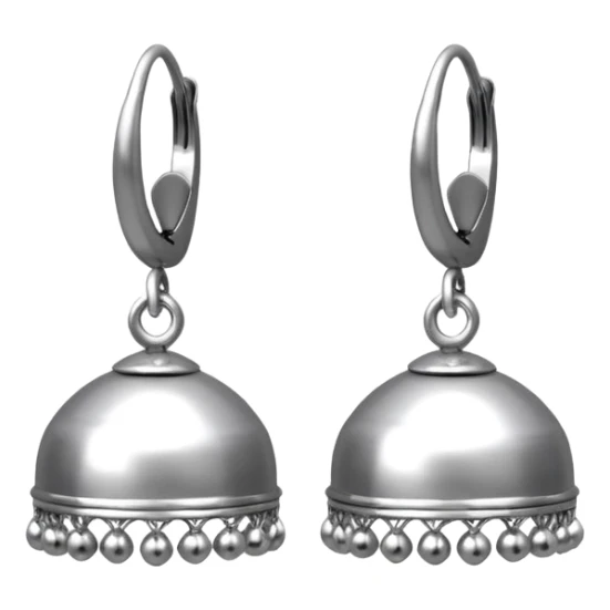 generate an ios genmoji of plain silver jhumkas sticker