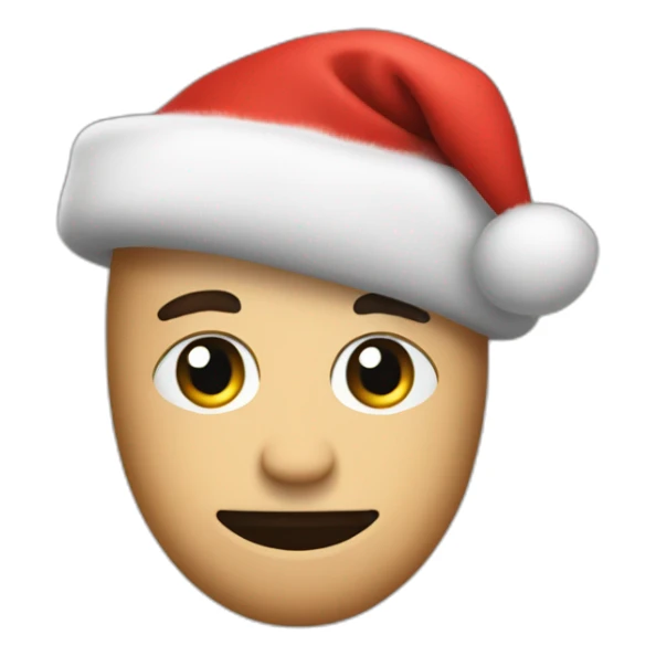 the twitch huh emote with a christmas hat on sticker