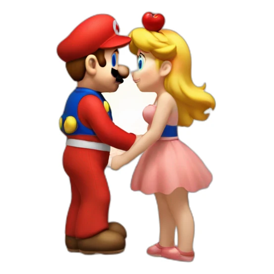 mario and peach love kiss at the beach sticker