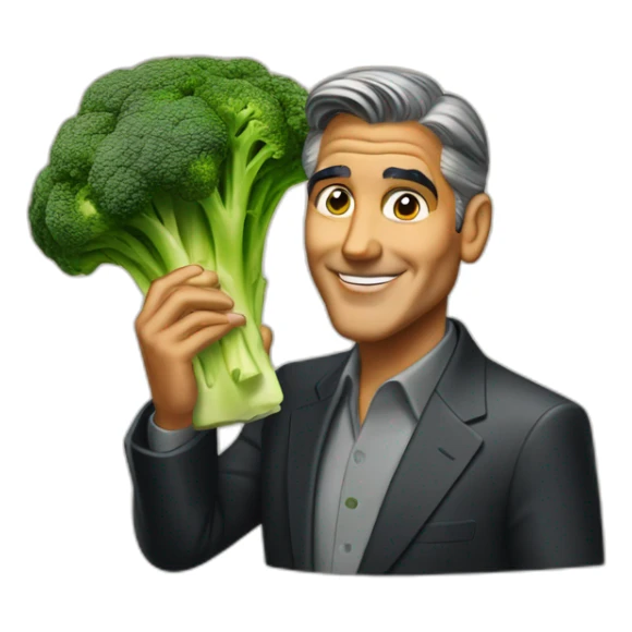 george clooney eating chicken and broccoli sticker