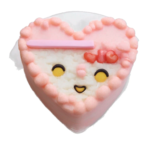 pastel pink heart shaped bento cake with white shell frosting sticker
