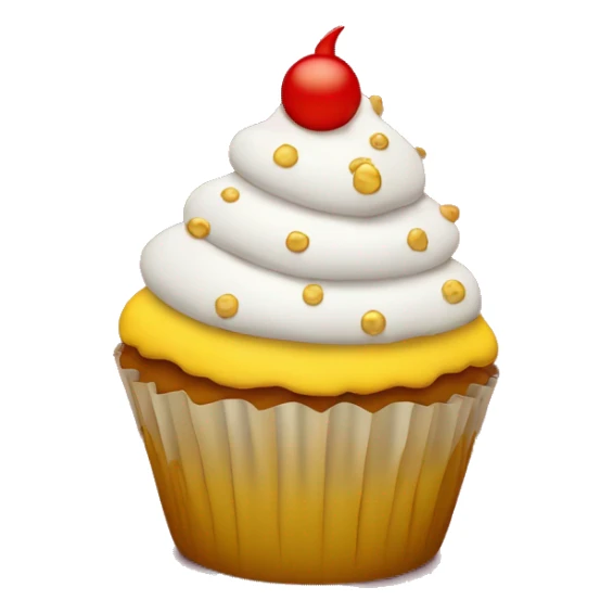 cupcake in white, bright crimson red and yellow gold colors, sticker