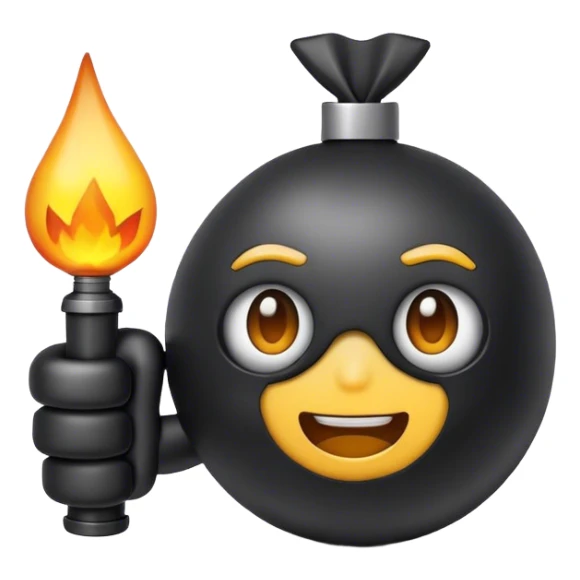 Cute emoji holding a bomb in his hand sticker