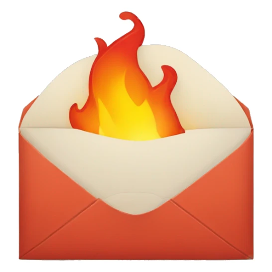 fire coming out of an open envelope sticker